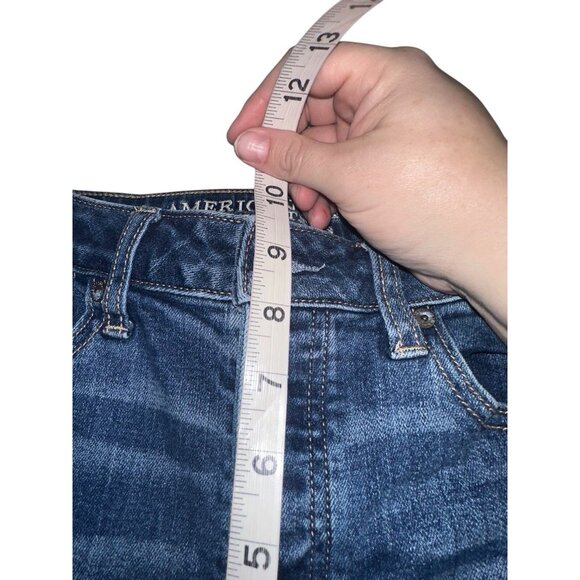 American Eagle Womens Stretch Vintage Hi Rise Jeans Sz 4 Medium Wash Button Fly - Picture 6 of 7